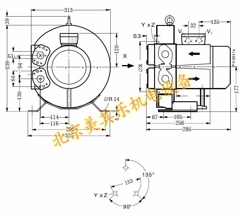 4GH310/550w漩涡式气泵尺寸图